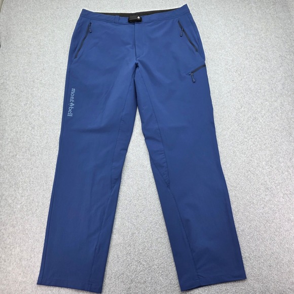 Montbell Men's Hiking Outdoor Pants Blue Size Large Zip Pockets Lightweight - Picture 2 of 14